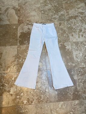 Express Bell Flare High Rise White Jeans
